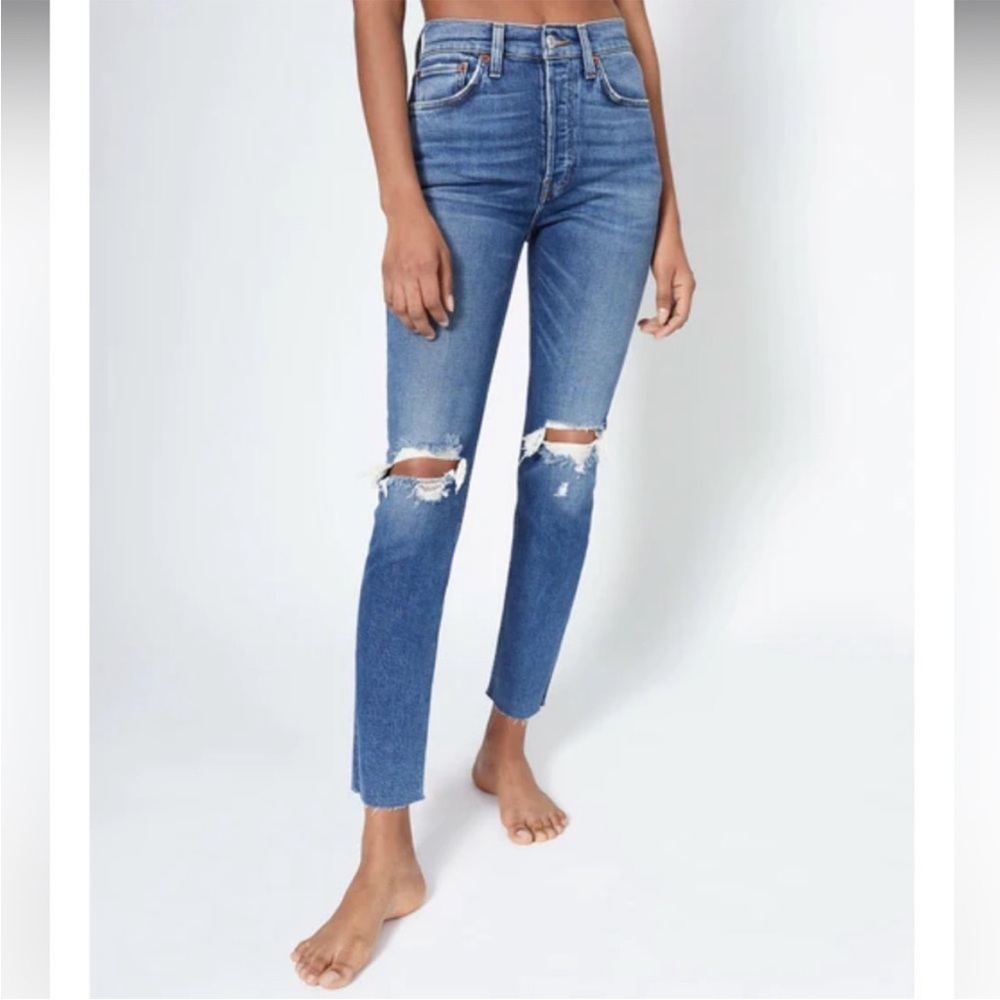 RE/DONE x Revolve Dusk Destroy Button Fly Distressed Ankle Jeans